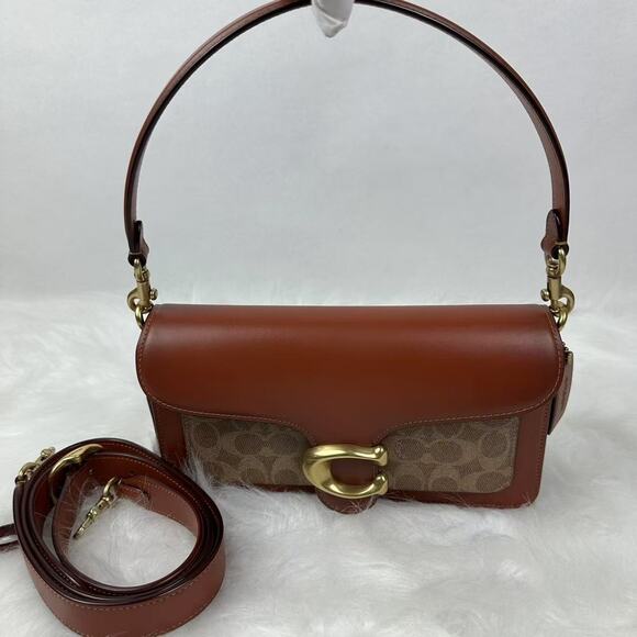 Coach Tabby Shoulder Bag 26 Signature Canvas In Leather/Brass/Tan Caramel CI032 - Picture 2 of 12